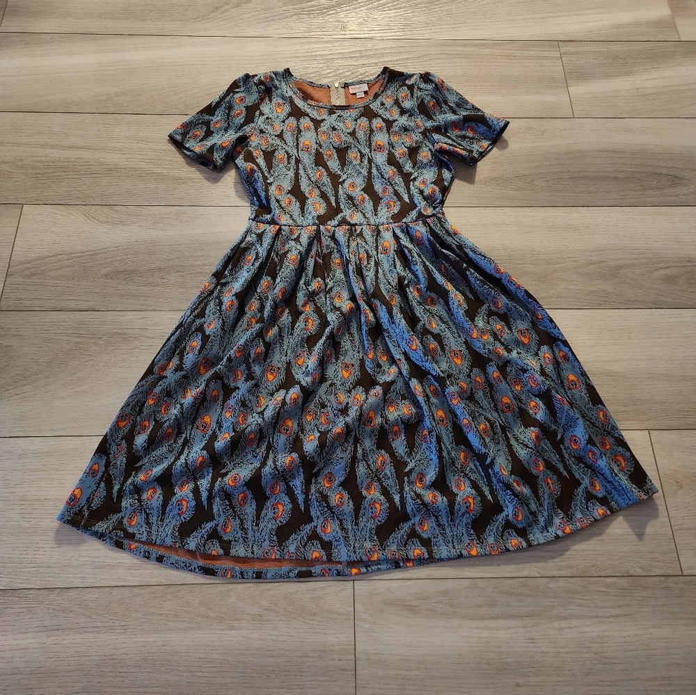 LuLaRoe Large Peacock Amelia Dress